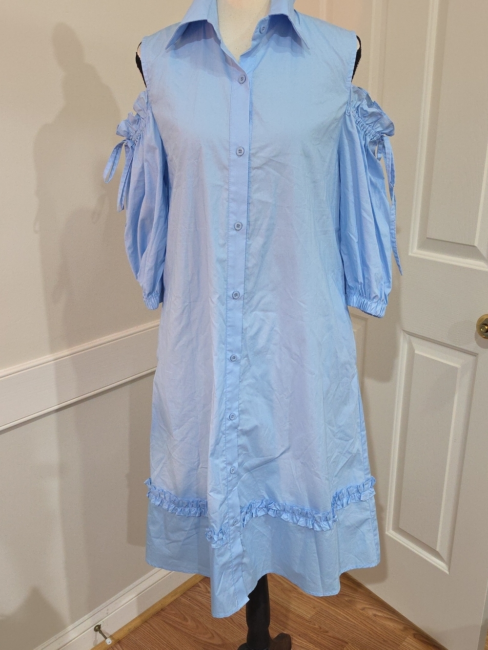 ANONYME Designers "Nadine Dayla" Cold Shoulder Poplin Shirt Dress - Size XS